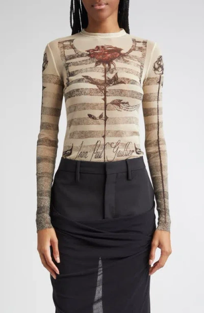 Jean Paul Gaultier Tattoo Marinière Mesh Top