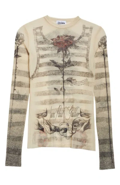 JEAN PAUL GAULTIER JEAN PAUL GAULTIER TATTOO MARINIÈRE MESH TOP
