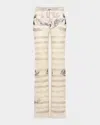 Jean Paul Gaultier Tattoo Mariniere Print Mesh Straight-leg Trousers In Neutral