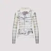 Jean Paul Gaultier Tattoo Mariniere Mesh Long-sleeve Top In Ecru Black Red