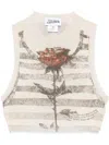 Jean Paul Gaultier Printed Tattoo Mariniere Crop Top Woman Ecru In Neutrals
