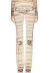 Jean Paul Gaultier Tulle Pants In Ecru  Black  & Red