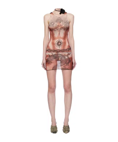 JEAN PAUL GAULTIER TATTOO-PRINT TANK DRESS