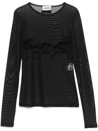 Jean Paul Gaultier Tattoo Ruban Top In Black