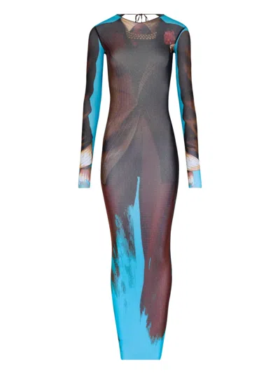 Jean Paul Gaultier Tennis Open-back Maxi Dress In Brown