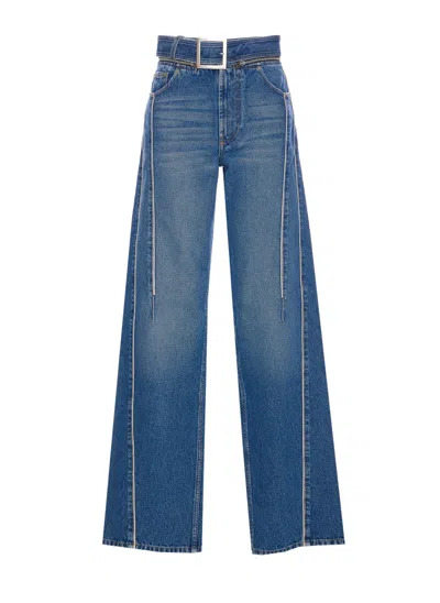 Jean Paul Gaultier The Belted Denim Jeans In Blue