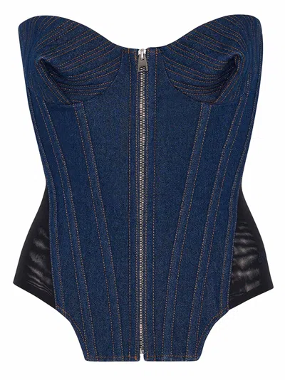Jean Paul Gaultier Corpetto In Denim  Donna In Black