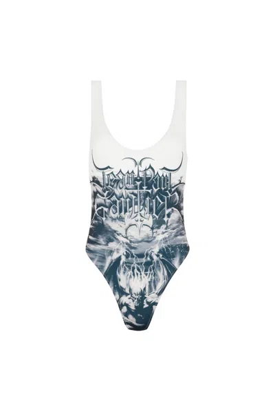 JEAN PAUL GAULTIER THE BLACK DIABLO GRAPHIC-PRINT SWIMSUIT