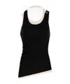 Jean Paul Gaultier Cotton Ribbed Twisted Double Layer Tank Top Clothing In Blackecru