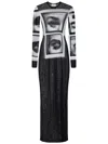 Jean Paul Gaultier Eyes And Lips Printed Mesh Maxi Dress