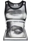 Jean Paul Gaultier Eyes And Lips Tank Top Woman Black In Polyamide In Black