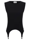 Jean Paul Gaultier Women Ribbed Tank Top With Lingerie Garter In Black