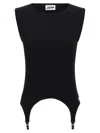 Jean Paul Gaultier Women Ribbed Tank Top With Lingerie Garter In Black