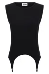 Jean Paul Gaultier Cotton Ribbed Tank Top With Lingerie Garter Clothing In Black