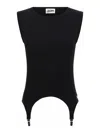 Jean Paul Gaultier Ribbed Cotton Lingerie Garter Top With Belt Loop Detail In Black