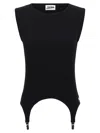 Jean Paul Gaultier Cotton Ribbed Tank Top With Lingerie Garter Clothing In Black