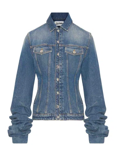 Jean Paul Gaultier The Blue Denim Jacket With Oversized Sleeves Jacket
