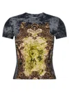 Jean Paul Gaultier Women Blurry Roses Medaillon Print T-shirt