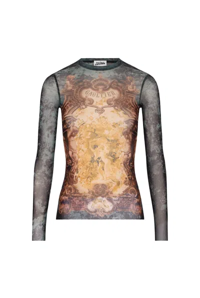 JEAN PAUL GAULTIER THE BLUE MEDAILLON TOP WOMAN BLACK AND BLUE