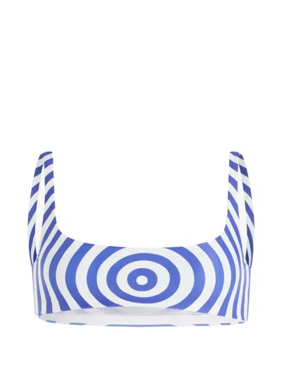 Jean Paul Gaultier Printed Jersey Bra Top In Blue