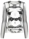 Jean Paul Gaultier Body Lace Mariniere Top In Multi