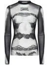 Jean Paul Gaultier Tulle Long-sleeved Top In Gray