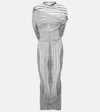 Jean Paul Gaultier Mariniere Body Morphing Layered Mesh Maxi Dress In Black
