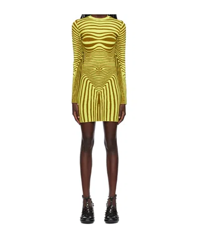 Jean Paul Gaultier The Body Morphing Knitted Minidress In Green