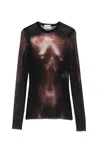 Jean Paul Gaultier Sheer Mesh Crew Neck Top Long Sleeves In Brown