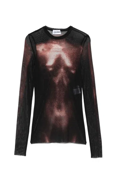 JEAN PAUL GAULTIER THE BRONZE BODY DUST TOP WOMAN BLACK AND BROWN