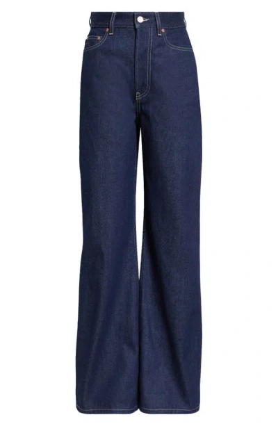 Jean Paul Gaultier The Conical High Waist Loose Fit Jeans In Indigo/ Tabac