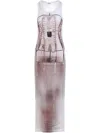 Jean Paul Gaultier Ribbed Cotton Long Dress With Printed Corset In White