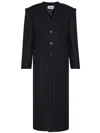 Jean Paul Gaultier Black Wool Long Coat With Corset In Black