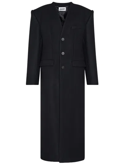 Jean Paul Gaultier Black Wool Long Coat With Corset