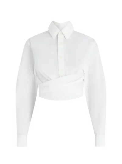 Jean Paul Gaultier The Cropped Wrap Cotton Shirt In White