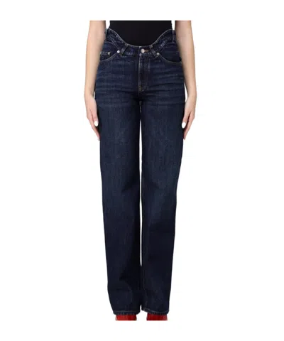 Jean Paul Gaultier The Curved Bootcut Denim Jeans In Blue