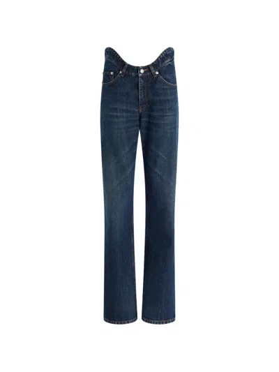 Jean Paul Gaultier The Curved Bootcut Denim Jeans In Blue