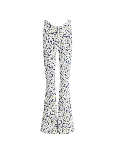 Jean Paul Gaultier The Curved Flower-print Denim Flared Jeans In White