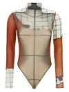 Jean Paul Gaultier 'flame Graphic High Neck Sheer Bodysuit'