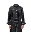 Jean Paul Gaultier Denim Jacket With Black Flock Detailing In Black