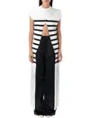 Jean Paul Gaultier Ribbed Cotton Top Fringe Detail In Multicolor
