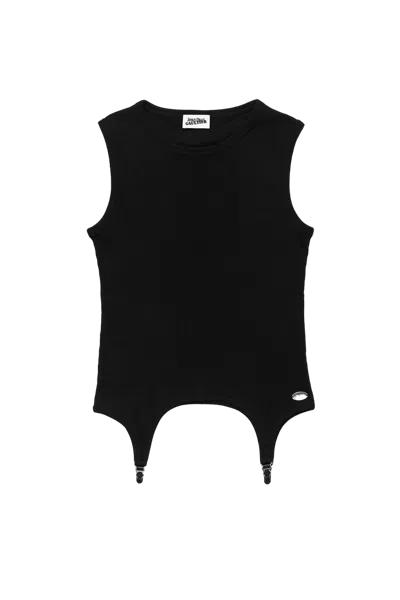 Jean Paul Gaultier 'the Garter' Ribbed Tank Top Black