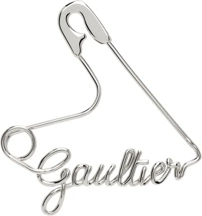 Jean Paul Gaultier 'the Heart Safety Pin' Single Earring In Silver