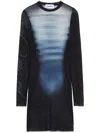 Jean Paul Gaultier Le Mâle Printed Mesh Mini Dress In Blau
