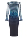 Jean Paul Gaultier The Long 3d Striped Long Dress In Blue