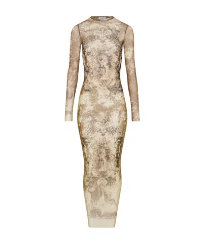 Jean Paul Gaultier The Long Beige Médaillon Dress In Brown