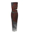 Jean Paul Gaultier Floral Maxi Dress Boat Neckline In Brown