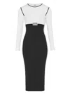 Jean Paul Gaultier Striking Black And White Color-block Midi Dress