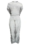 Jean Paul Gaultier Long Dress With Asymmetric Neckline And Striped Pattern In White/black