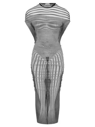 Jean Paul Gaultier The Long Draped Body Morphing Lond Dress In Grey